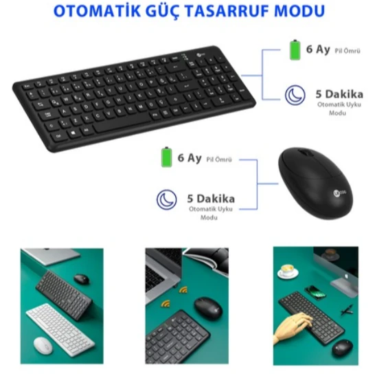 Lenovo lecoo KW204 Siyah Kablosuz Klavye Mouse Seti - Resim 2