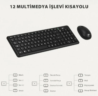 Lenovo lecoo KW204 Siyah Kablosuz Klavye Mouse Seti - Resim 4