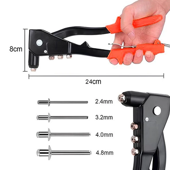 Perçin Tabancası Ergonomik Saplı Dayanıklı Metal Gövde 24 cm Profesyonel El Aleti - Resim 4