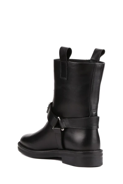 Stato - Siyah Hakiki Deri Fermuarlı Kadın Postal Bot - Resim 7