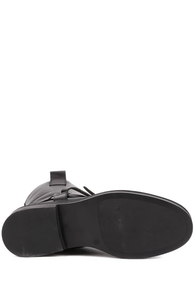 Stato - Siyah Hakiki Deri Fermuarlı Kadın Postal Bot - Resim 8