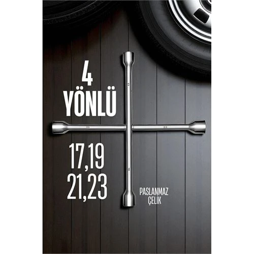 Modacar Bijon Anahtarı 4 Uçlu Çelik  Bijon Anahtarı