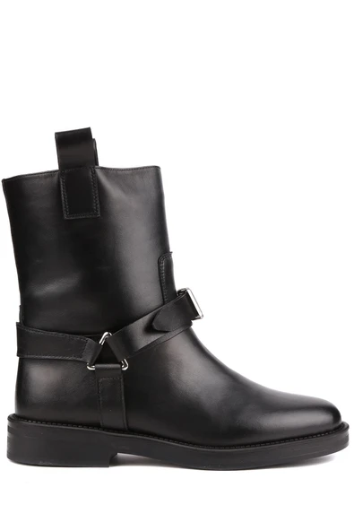 Stato - Siyah Hakiki Deri Fermuarlı Kadın Postal Bot - Resim 4