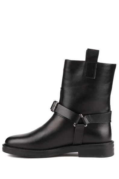 Stato - Siyah Hakiki Deri Fermuarlı Kadın Postal Bot - Resim 6