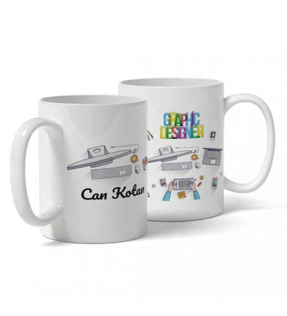 Meslekler Özel Kupa Bardak - Graphic Designer - Resim 3