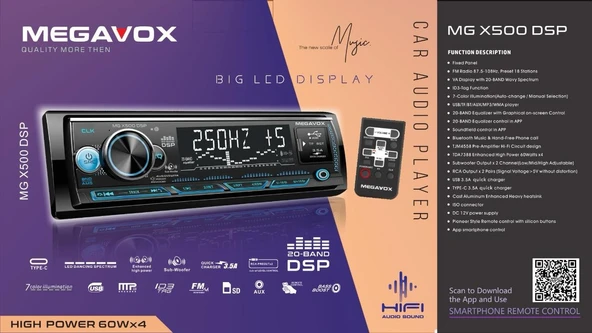 MEGAVOX MGX-X500DSP CAR AUDIO PLAYER