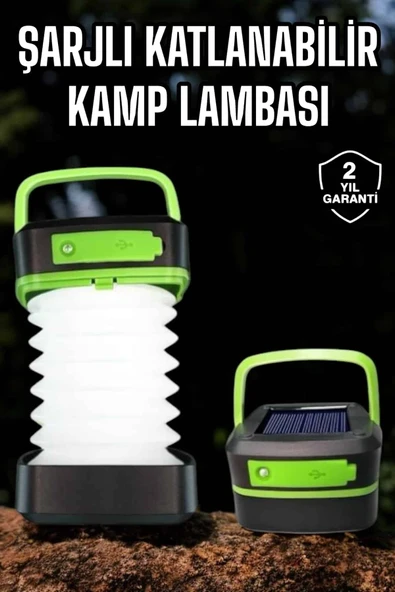 Led Lamba Kamp Lambası Hafif Taşınabilir Şarj Süreli Akordeon El Fenerli - 1