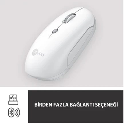 Lenovo lecoo WS211 Beyaz Şarjlı Sessiz Ergonomik Optik Kablosuz Mouse - Resim 3