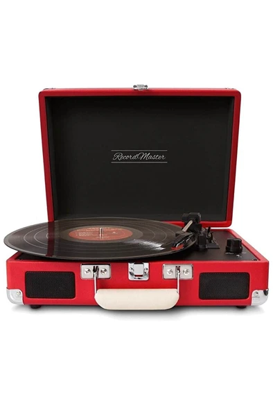 T310CH Şarj Özellikli Plak Çalar 33-45-78 Devir Kırmızı Renk Tek Ebat Beden