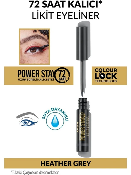 Avon Power Stay Uzun Süre Kalıcı Likit Eyeliner Heather Grey Gri - Resim 4