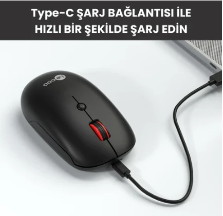 Lenovo lecoo WS211 Beyaz Şarjlı Sessiz Ergonomik Optik Kablosuz Mouse - Resim 6