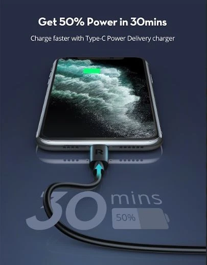 RAVPOWER Type-C to Lightning Cable 1m TPE Black RP-CB1016 - 6