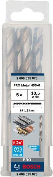 HSS-G Metal Matkap Ucu 10,5*133 mm 5li ürün görseli