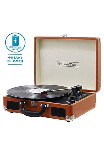 T310CH Şarj Özellikli Plak Çalar 33-45-78 Devir Kahverengi Renk Tek Ebat Beden - 2