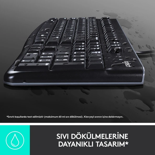 Logitech MK120 USB Kablolu Tam Boyutlu Türkçe Klavye Mouse Seti - Siyah - Resim 4