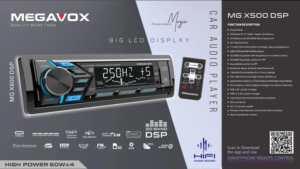 MEGAVOX MGX-X600DSP CAR AUDIO PLAYER