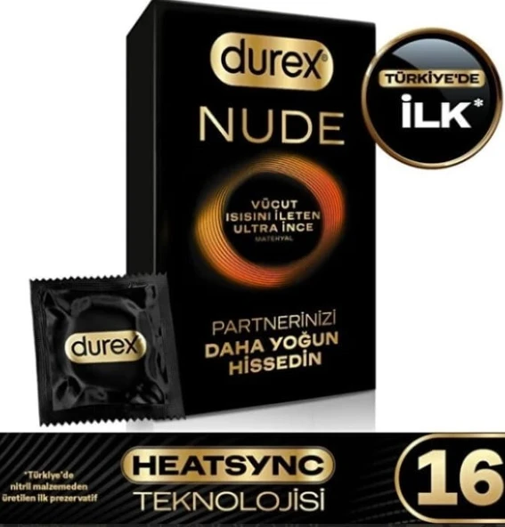 Durex Nude Vücut Isısını İleten Ultra İnce Prezrvatif 16'lı ürün görseli 1