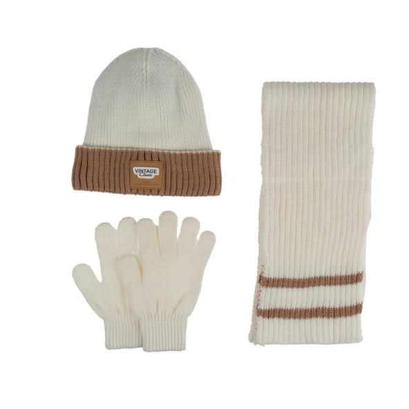 Kitti 9-15 Yaş Erkek Çocuk Atkı Bere Eldiven 3'lü Takım - Resim 4