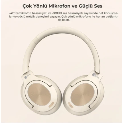 Lenovo Lecoo ES208 Krem Kulak Üstü Bluetooth Kulaklık - 4