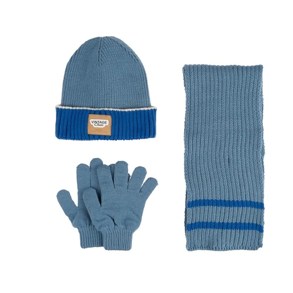 Kitti 9-15 Yaş Erkek Çocuk Atkı Bere Eldiven 3'lü Takım - Resim 5