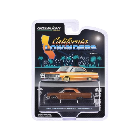 Greenlight 1/64 California Lowriders Series 6- 1963 Chevrolet Impala SS Convertible Top Up - Resim 4
