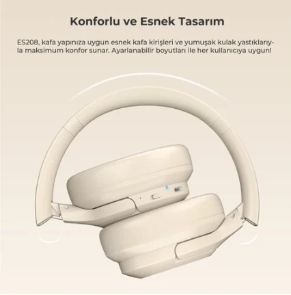 Lenovo Lecoo ES208 Krem Kulak Üstü Bluetooth Kulaklık - 2