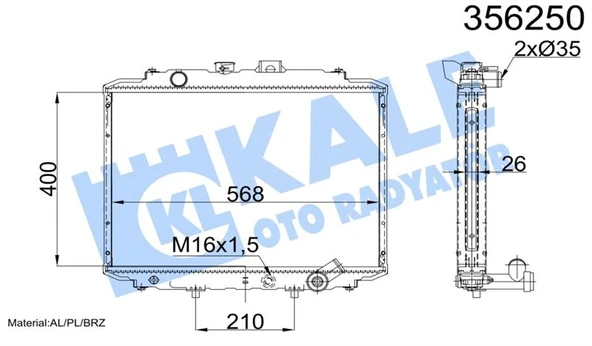 Hyundaı Ticarı Motor Su Radyatoru H100 Minibus 1997-2005 - L300 Minibus 1997-2008 - Kale 356250 ürün görseli