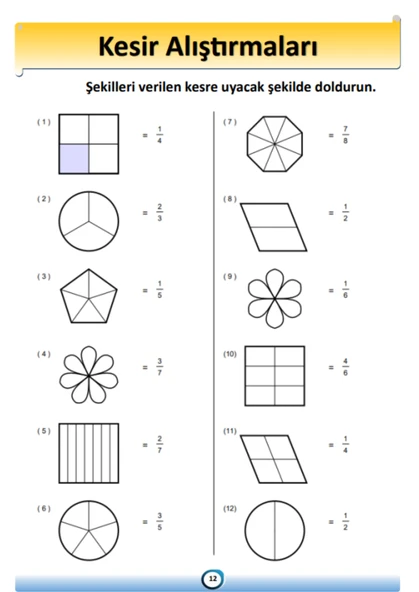 Çocuklara Kesirleri Öğreten Kitap (Spiralli) - 6