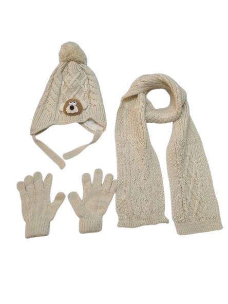 Kitti 1-4 Yaş Erkek Bebek & Çocuk Atkı Bere Eldiven 3'lü Takım ürün görseli 1