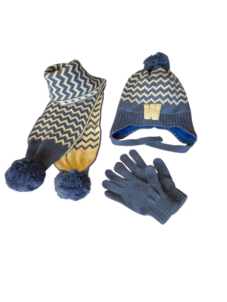 Kitti 4-8 Yaş Erkek Çocuk Atkı Bere Eldiven 3'lü Takım - Resim 5