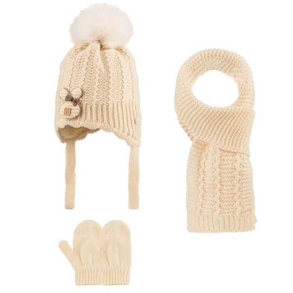 Kitti 0-18 Ay Kız Bebek Atkı Bere Eldiven 3'lü Takım ürün görseli 1