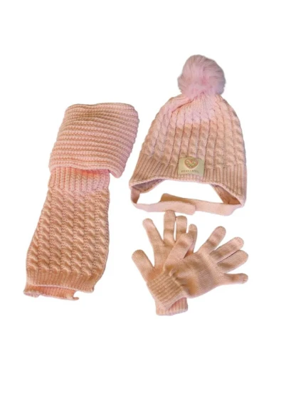 Kitti 4-8 Yaş Kız Çocuk Atkı Bere Eldiven 3'lü Takım - Resim 2