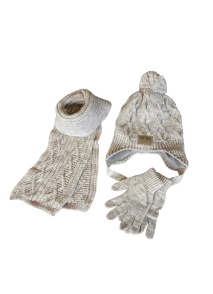 Kitti 4-8 Yaş Erkek Çocuk Atkı Bere Eldiven 3'lü Takım - Resim 3