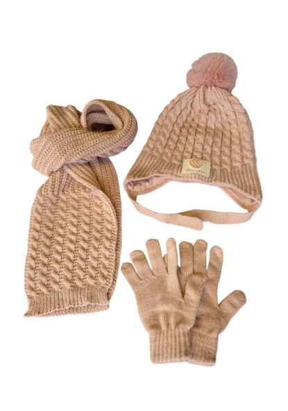 Kitti 4-8 Yaş Kız Çocuk Atkı Bere Eldiven 3'lü Takım ürün görseli 1