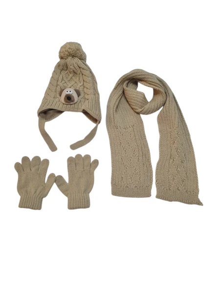 Kitti 1-4 Yaş Erkek Bebek & Çocuk Atkı Bere Eldiven 3'lü Takım - Resim 3