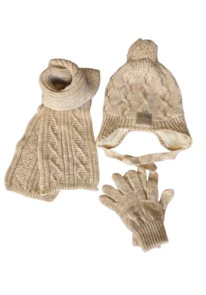 Kitti 4-8 Yaş Erkek Çocuk Atkı Bere Eldiven 3'lü Takım ürün görseli 1