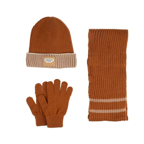 Kitti 9-15 Yaş Erkek Çocuk Atkı Bere Eldiven 3'lü Takım - Resim 3