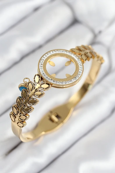 316L Çelik Zirkon Taşlı Çeyrek Takılabilir Gold Renk Kelepçe - TJ-BB7823 ürün görseli 1