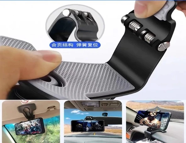 Araba Gösterge Üstüne Takılan 360 Oynar Başlıklı Telefon Tutucu - Resim 4