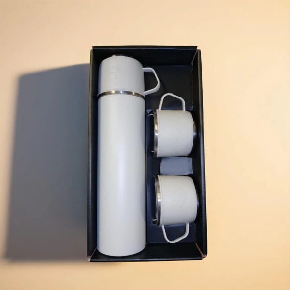 Paslanmaz Çelik  3 Bardaklı Matara Seti-500 ml - Resim 4