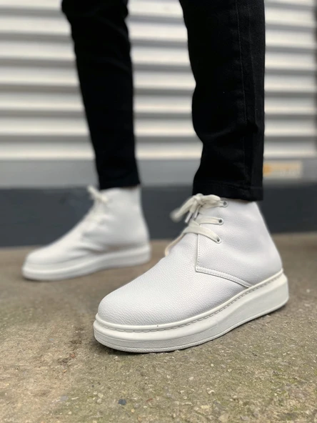 STABLE Bağcıklı Ortopedik Taban Cilt Erkek Spor Bot CBT - Beyaz - 2