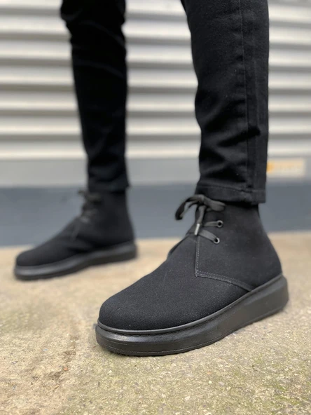 STABLE Bağcıklı Ortopedik Taban Süet Erkek Spor Bot SST - Siyah - 2