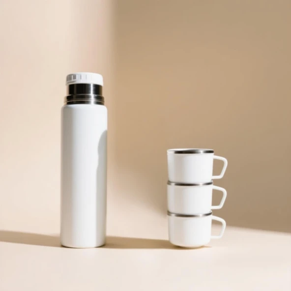 Paslanmaz Çelik  3 Bardaklı Matara Seti-500 ml - Resim 5