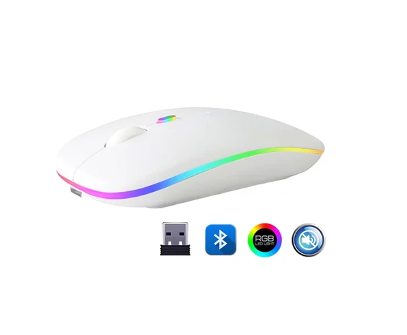 ZR215 Cba100 Rgb Beyaz Şarjlı Mouse ürün görseli 1