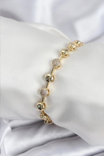 Pirinç VIP Seri Gold Renk Topçuk Model Kadın Bileklik - TJ-BB7923 ürün görseli 1