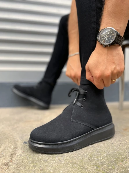 STABLE Bağcıklı Ortopedik Taban Süet Erkek Spor Bot SST - Siyah - 3