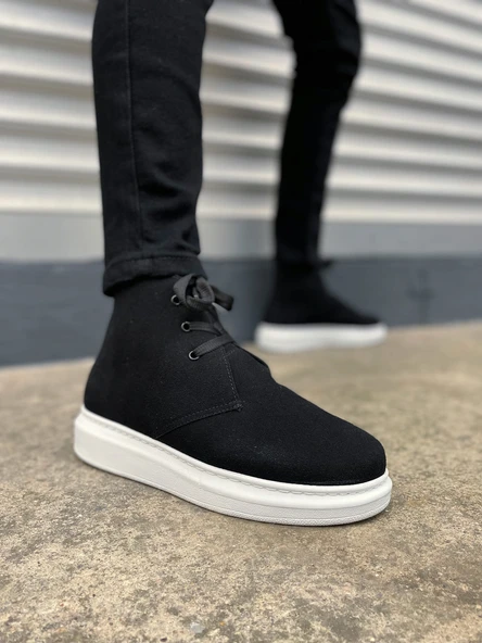 STABLE Bağcıklı Ortopedik Taban Süet Erkek Spor Bot SBT - Siyah