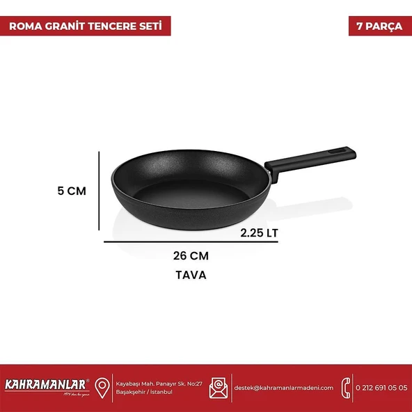 Kahramanlar Roma İndüksiyon Tabanlı Granit Tencere Takımı - Resim 6