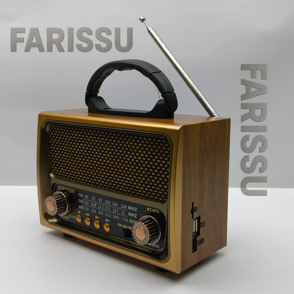RT-675 Retro Tasarımlı Dünya Alıcısı FM/AM/SW 3 Bant Radyo, Bluetooth Hoparlör, USB/TF MP3 - 5