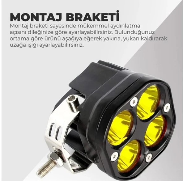 2 Adet 4 Led Sarı Işık Sis Aydınlatma Lambası 40w 12-32 Volt - Resim 3